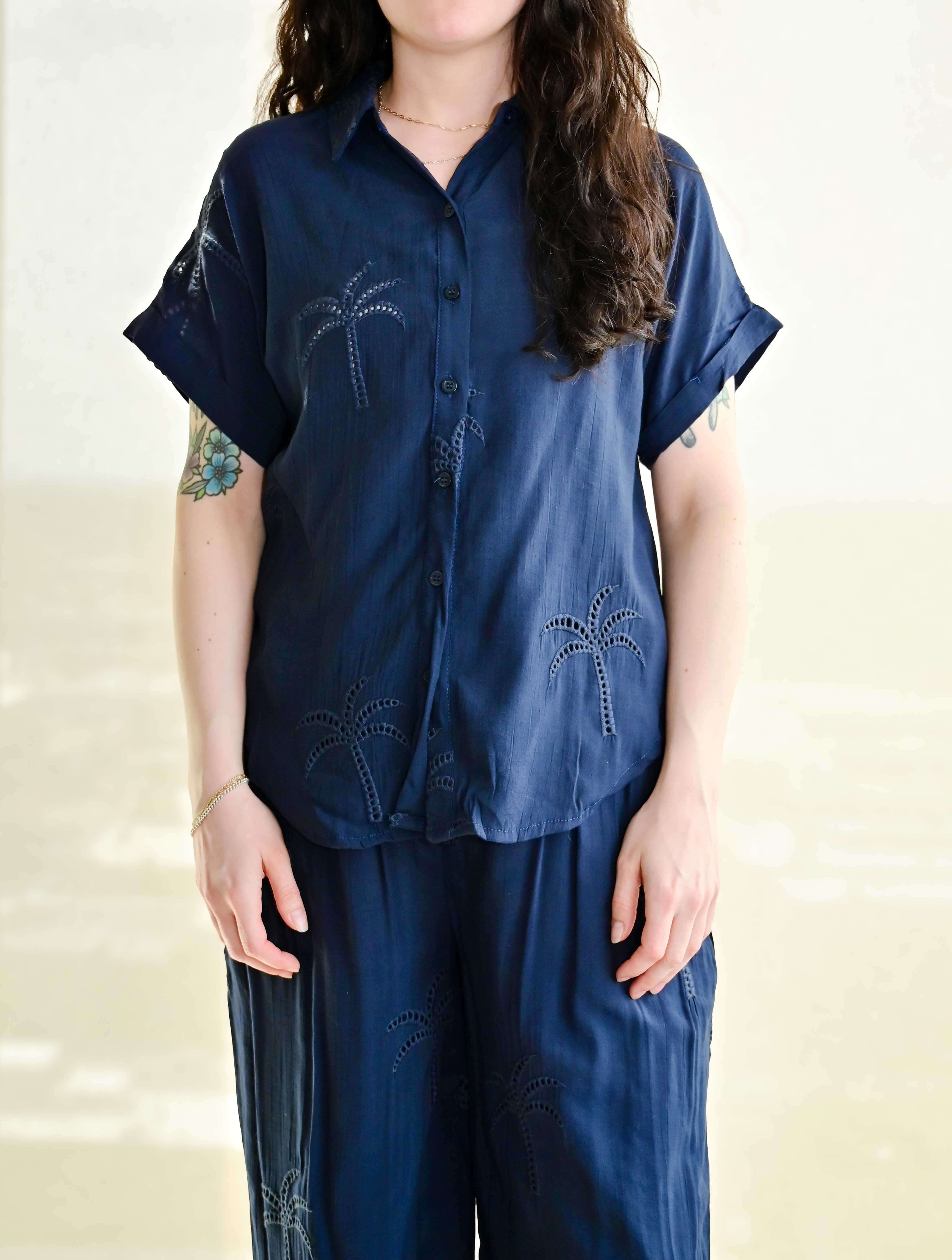Palm Tree Eyelet Top