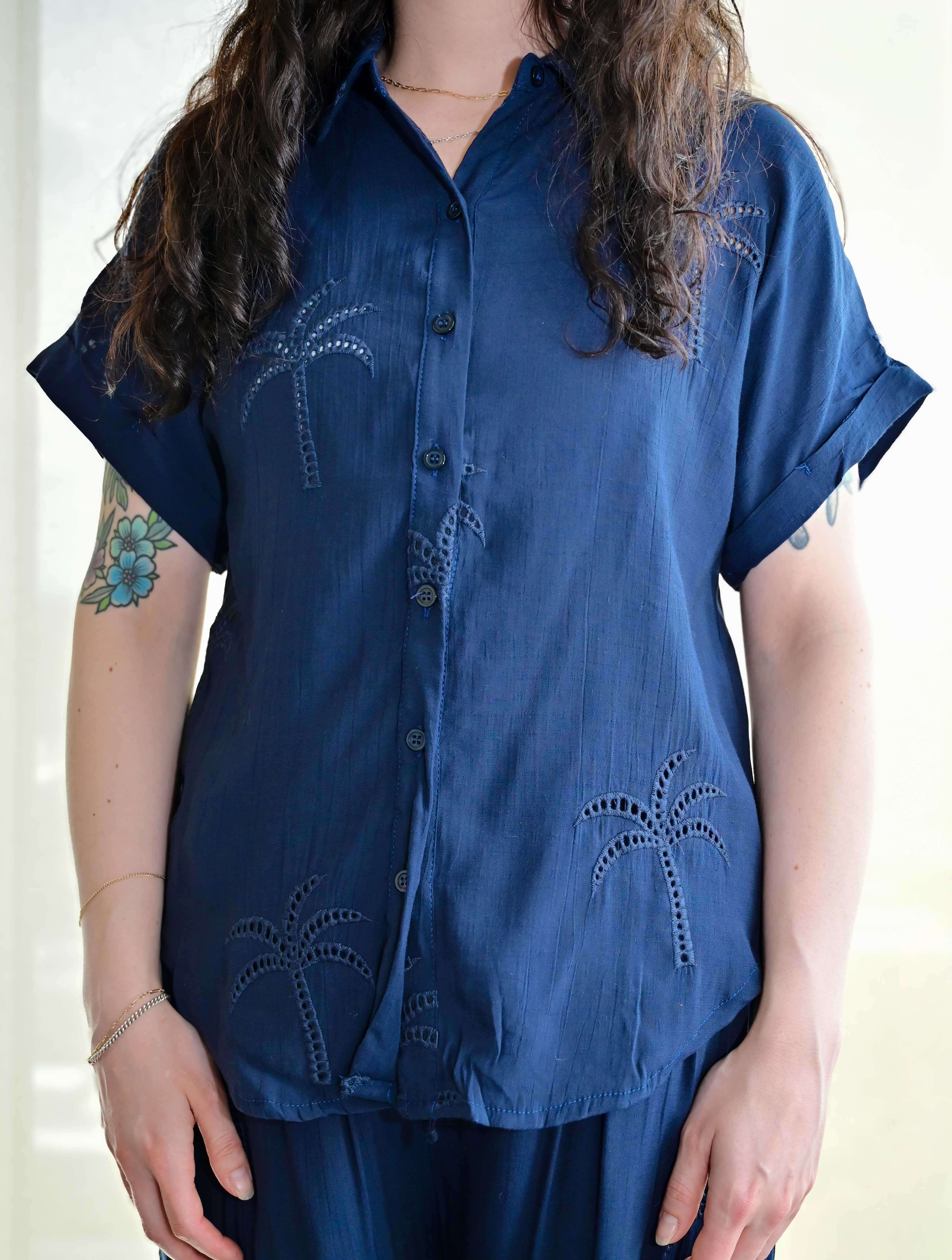Palm Tree Eyelet Top - Image 4