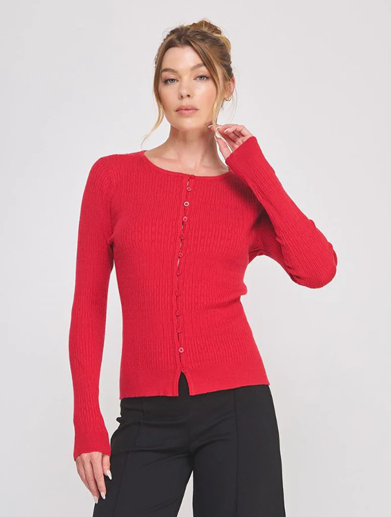 Pointelle Ribbed Fine Gauge Cardi - Image 4
