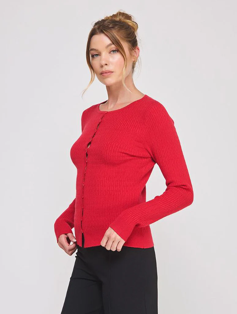 Pointelle Ribbed Fine Gauge Cardi - Image 5