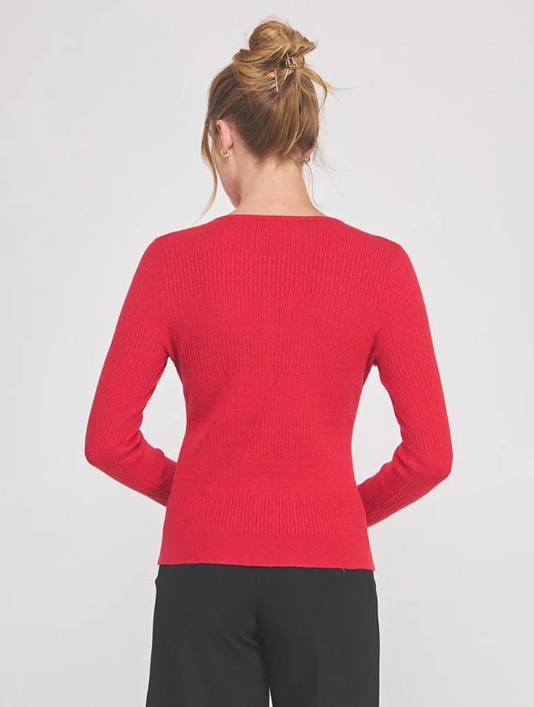 Pointelle Ribbed Fine Gauge Cardi - Image 6