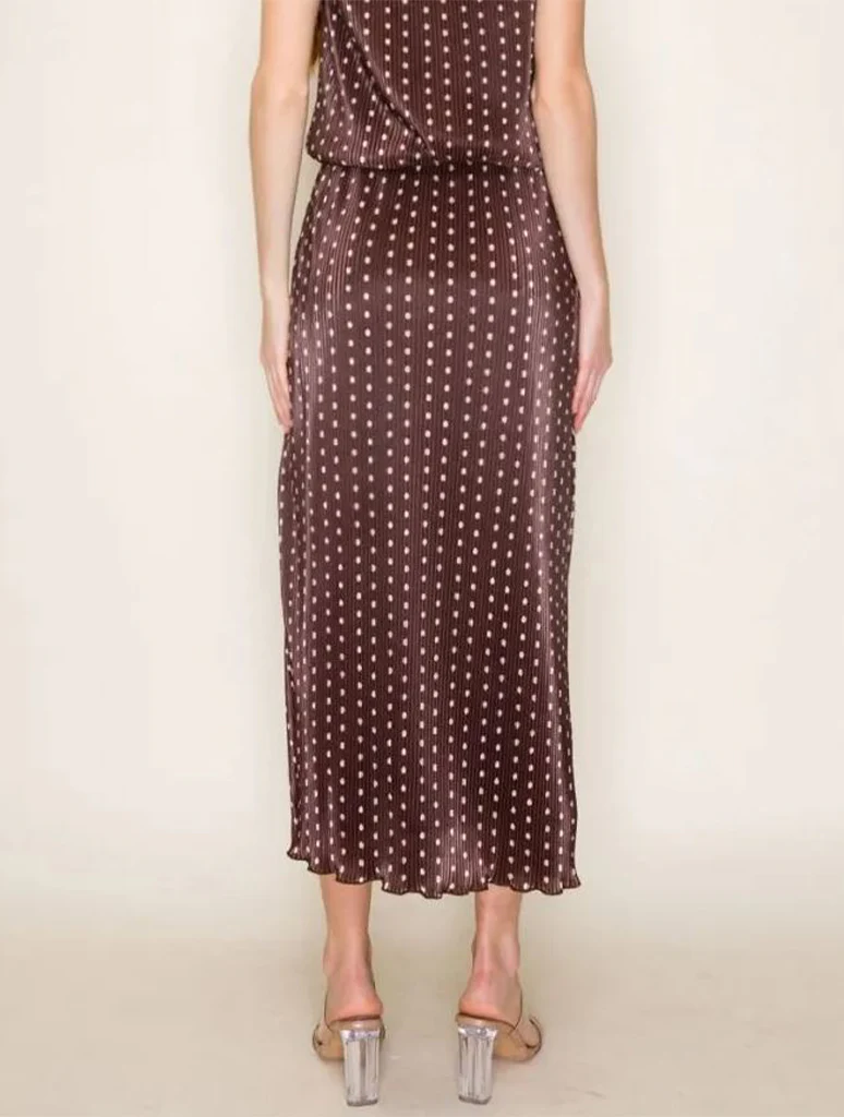 Polkadot Plissé Midi Skirt - Image 3