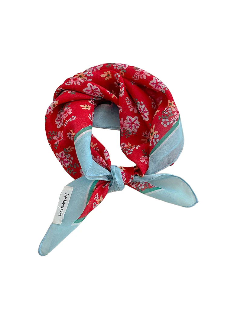 Red Passion Floral Bandana Square Scarf - Image 5