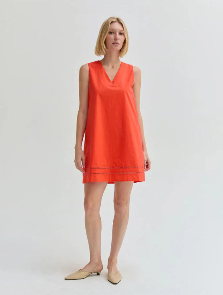 Reese Poplin Lattice Trim Mini Dress