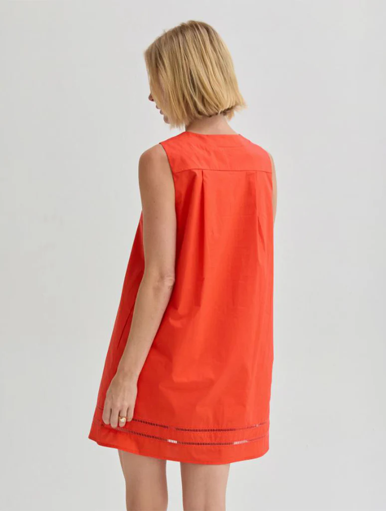 Reese Poplin Lattice Trim Mini Dress - Image 3
