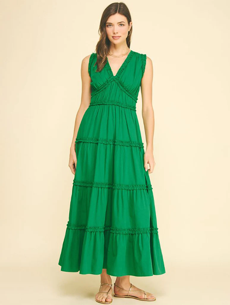 Ruffled Detail Tiered Maxi Dress
