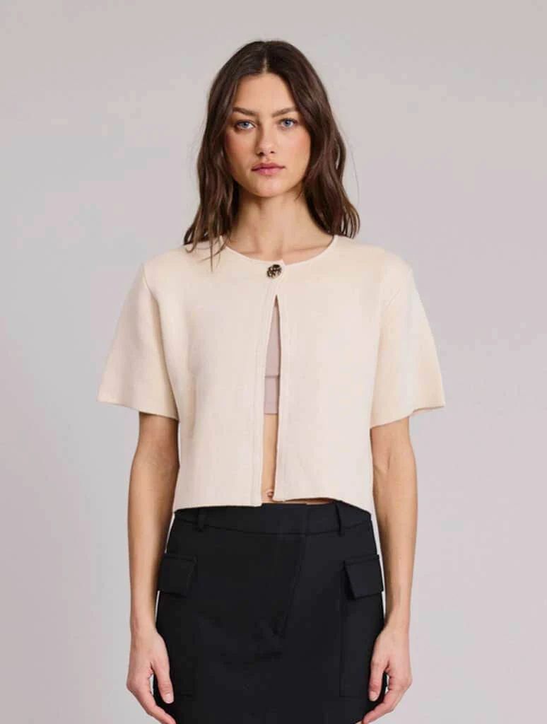 Short Sleeve Cardigan with Gold Button Detail - Image 3