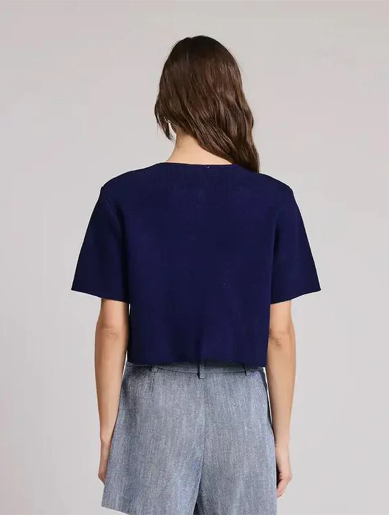 Short Sleeve Cardigan with Gold Button Detail - Image 7