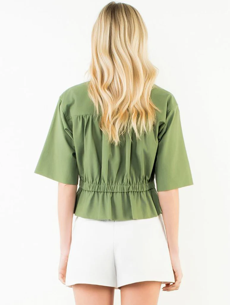 Short Sleeve Drawstring Waist Top - Image 3