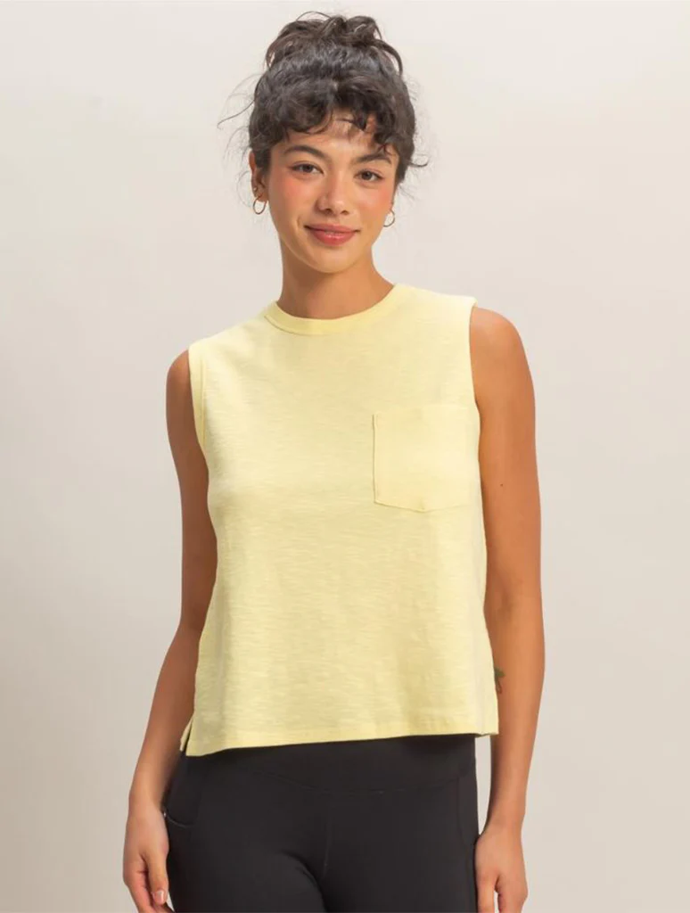 Sleeveless Cotton Top with Pocket - Image 4