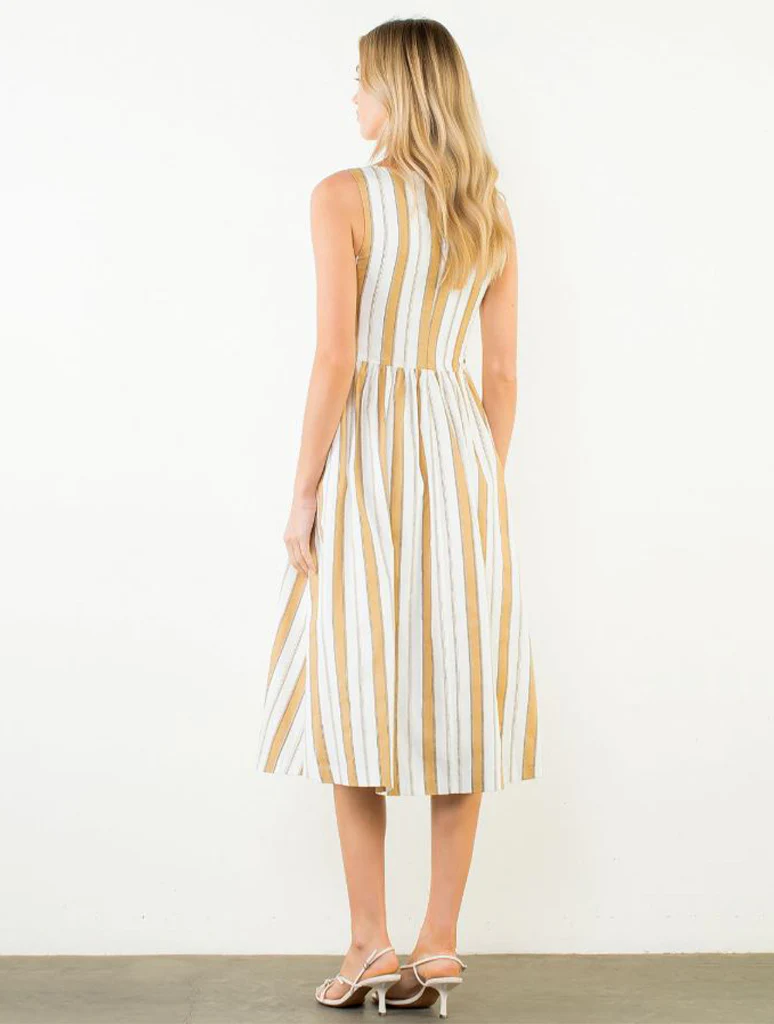 Sleeveless Striped Pattern Midi Dress - Image 3