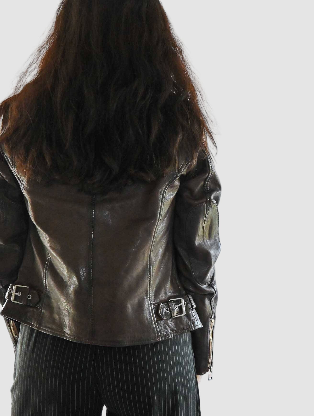 Sofia Leather Jacket with Contrast Zips - Image 11
