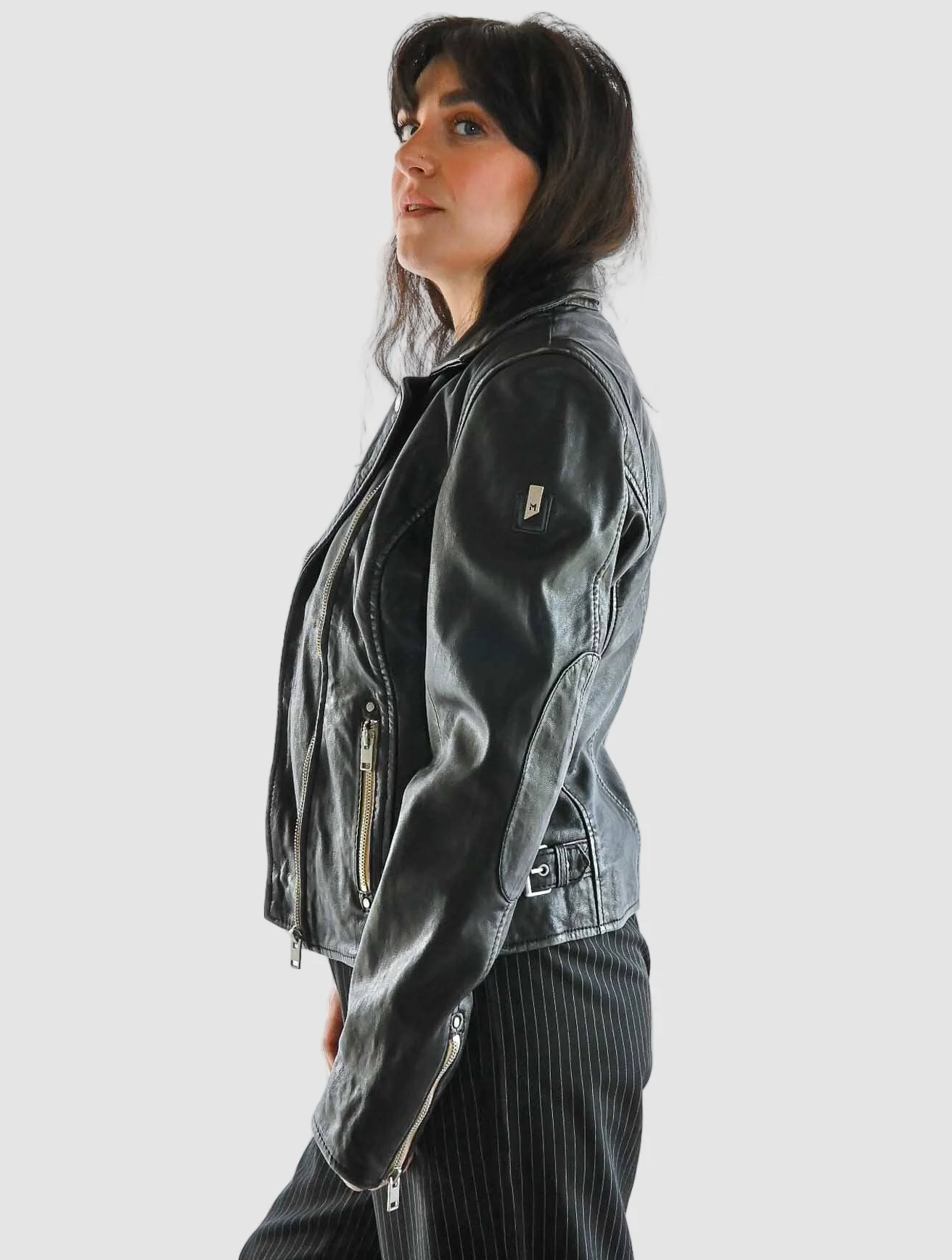 Sofia Leather Jacket with Contrast Zips - Image 4
