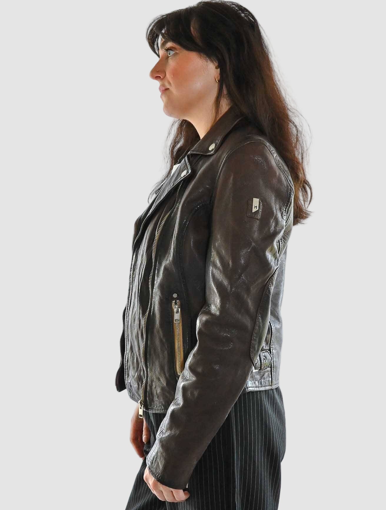 Sofia Leather Jacket with Contrast Zips - Image 7