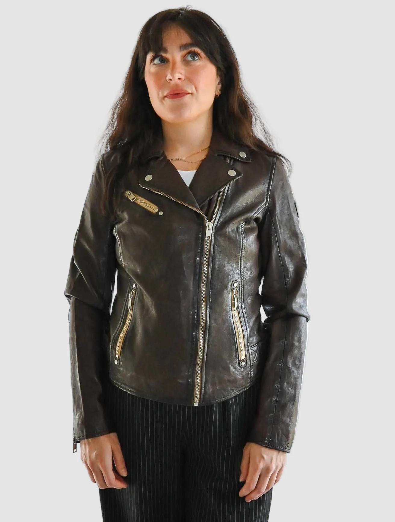 Sofia Leather Jacket with Contrast Zips - Image 9