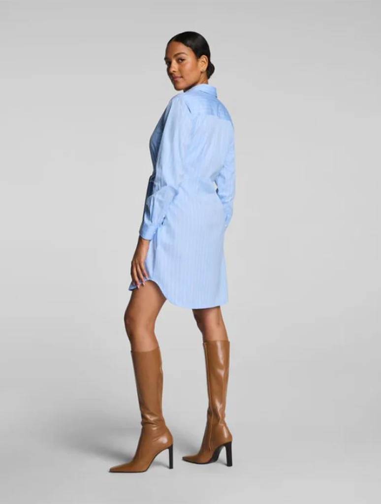 SPANX Poplin Button-down Mini Shirt Dress With Tie Belt - Image 3