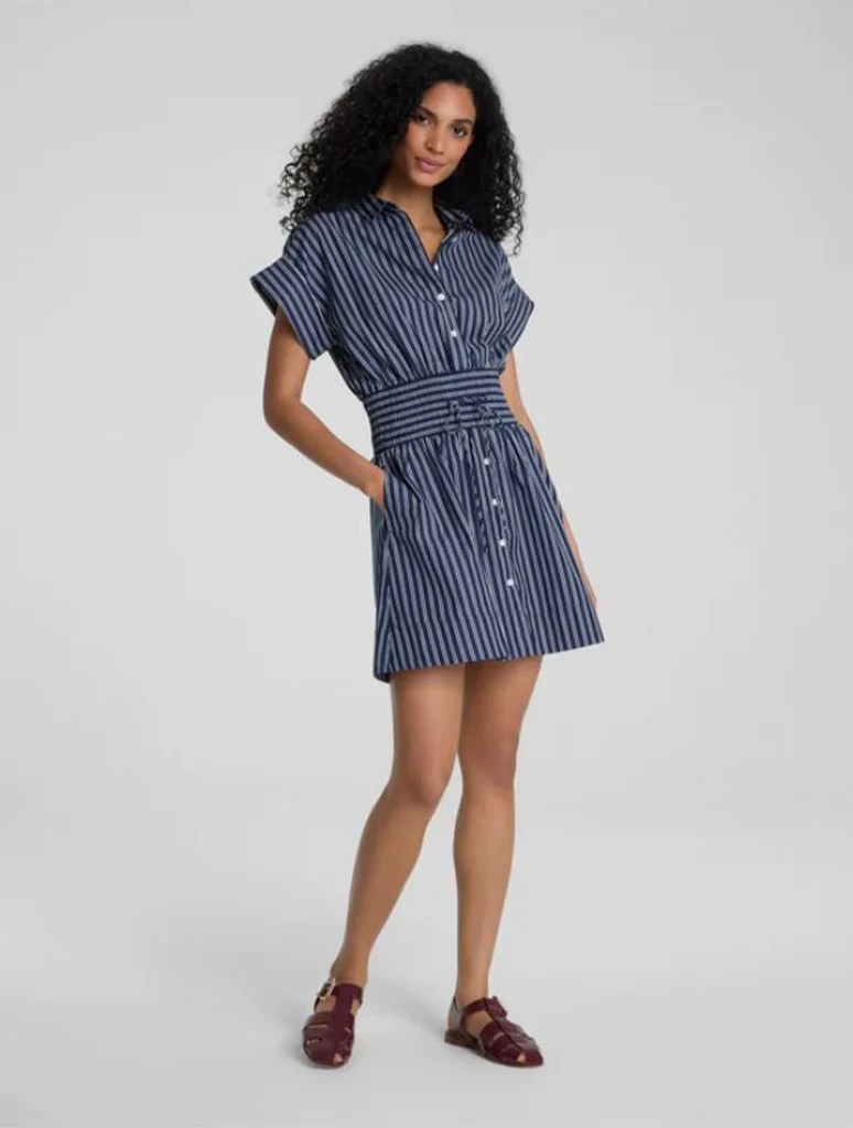 SPANX Poplin Smocked Mini Shirt Dress
