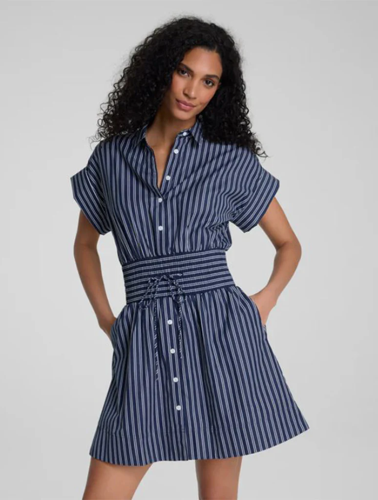 SPANX Poplin Smocked Mini Shirt Dress - Image 3