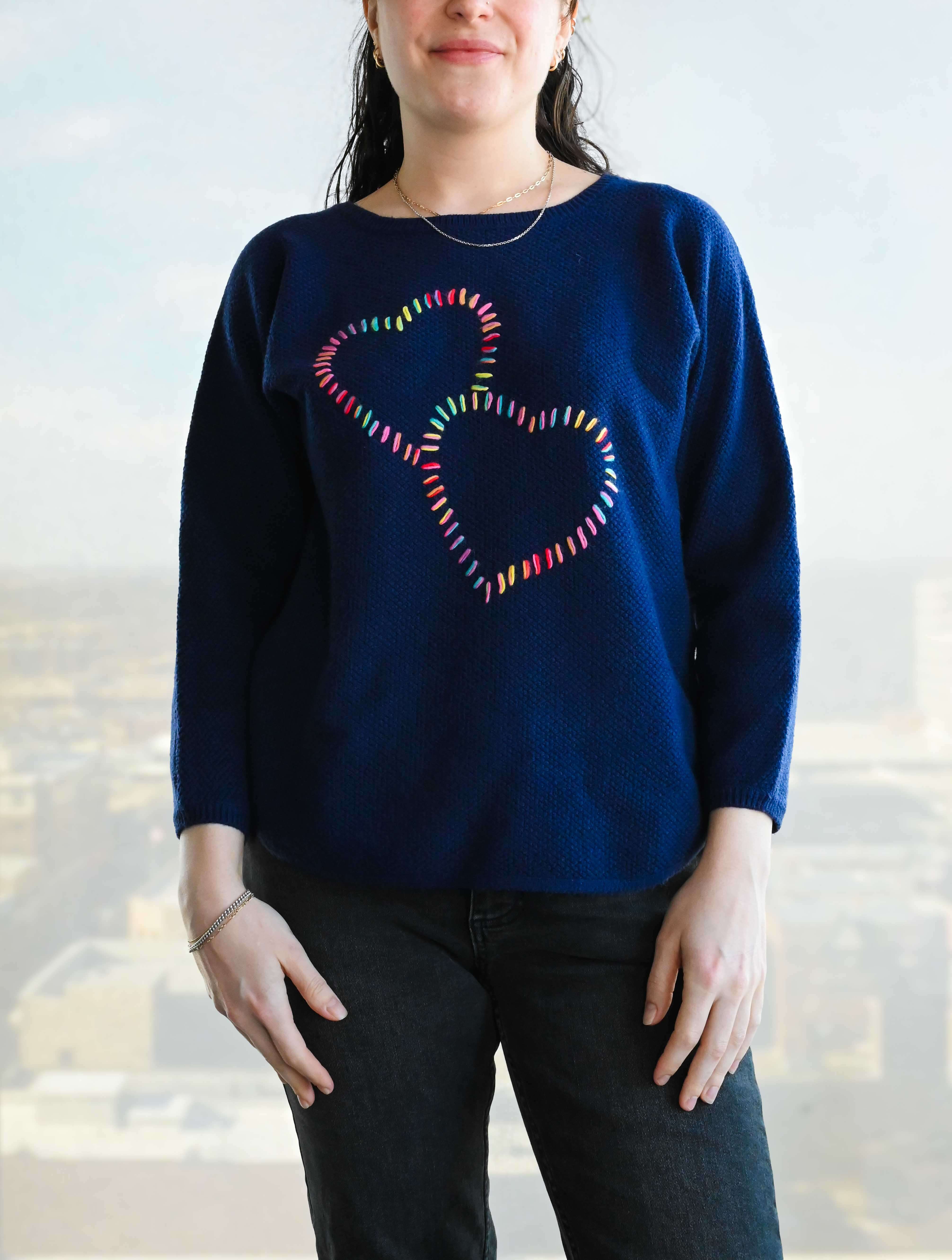 Stitched Heart Long Sleeve Sweater (Final Sale)