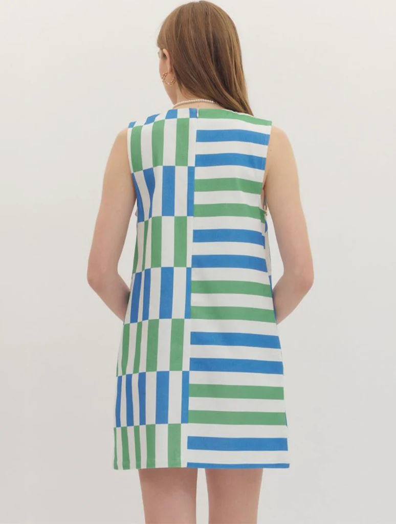 Stripe Sleeveless Mini Color Block Dress - Image 3