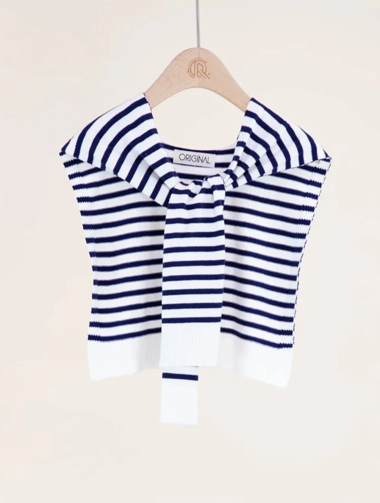 Striped Preppy Mock Sweater Wrap