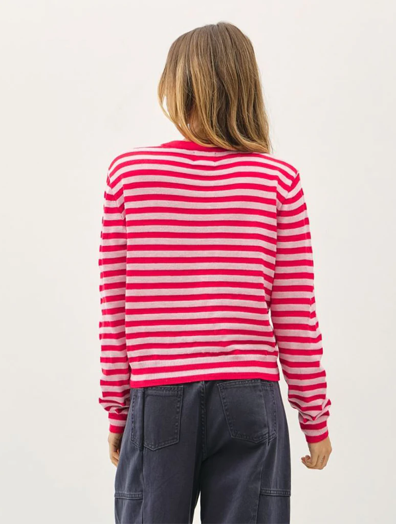 Striped Tortoiseshell Button Cardigan - Image 2