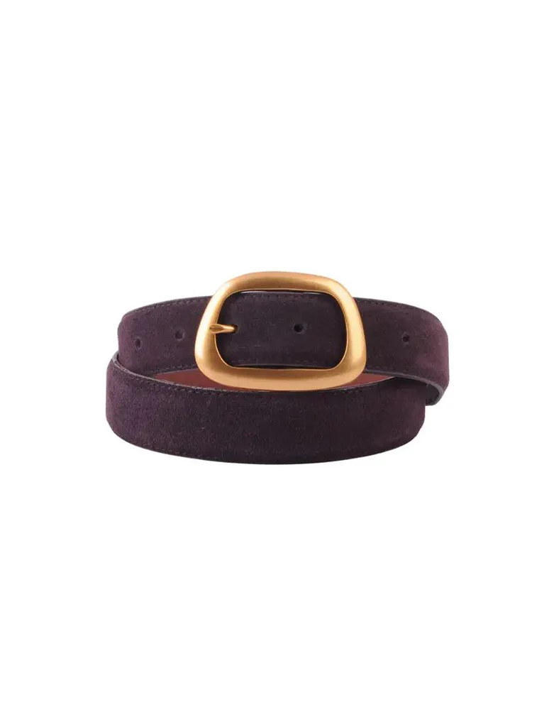 Suede Belt with Organic Shape Buckle