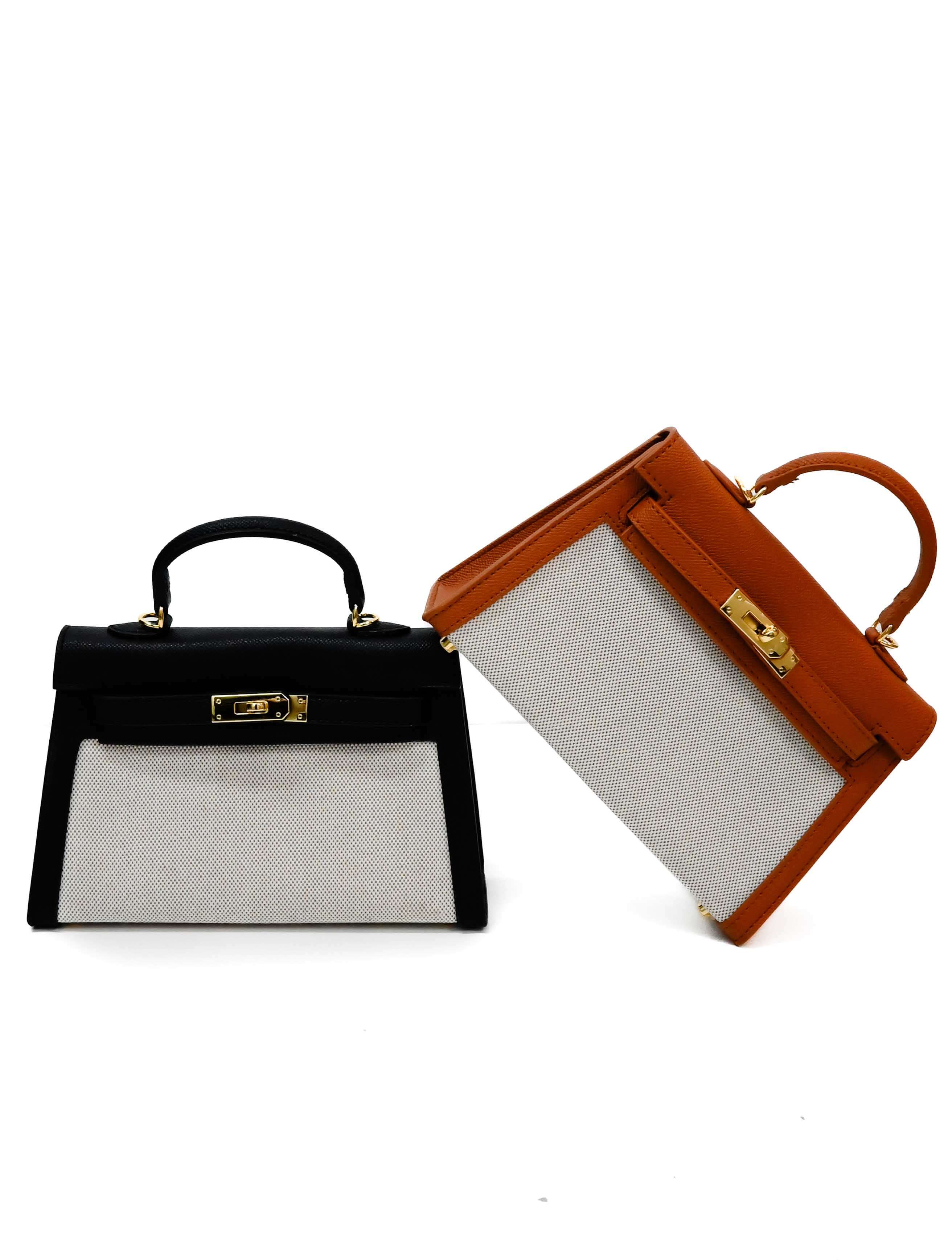 Tiny Woven and Faux Leather Top Handle Purse - Image 2
