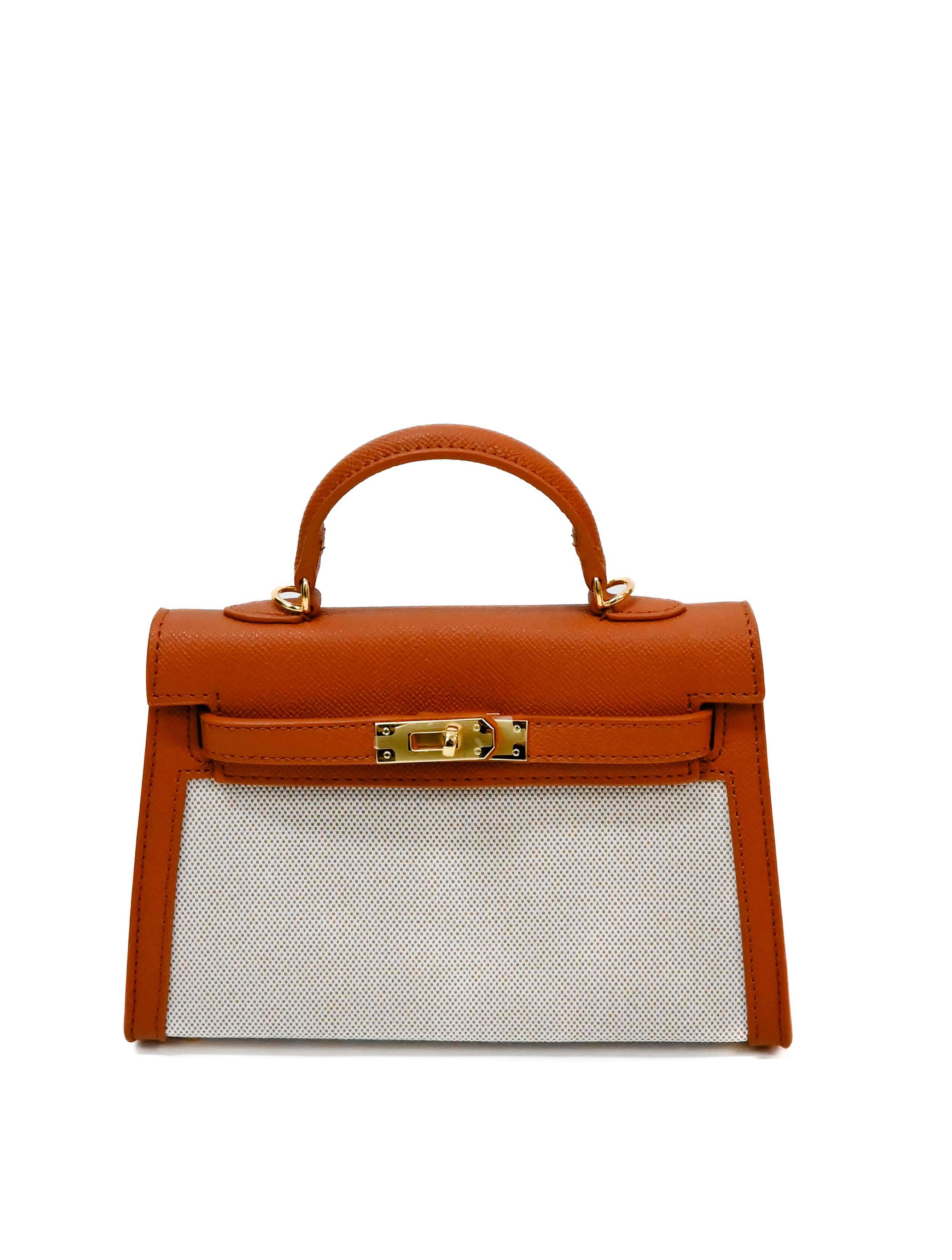 Tiny Woven and Faux Leather Top Handle Purse - Image 3