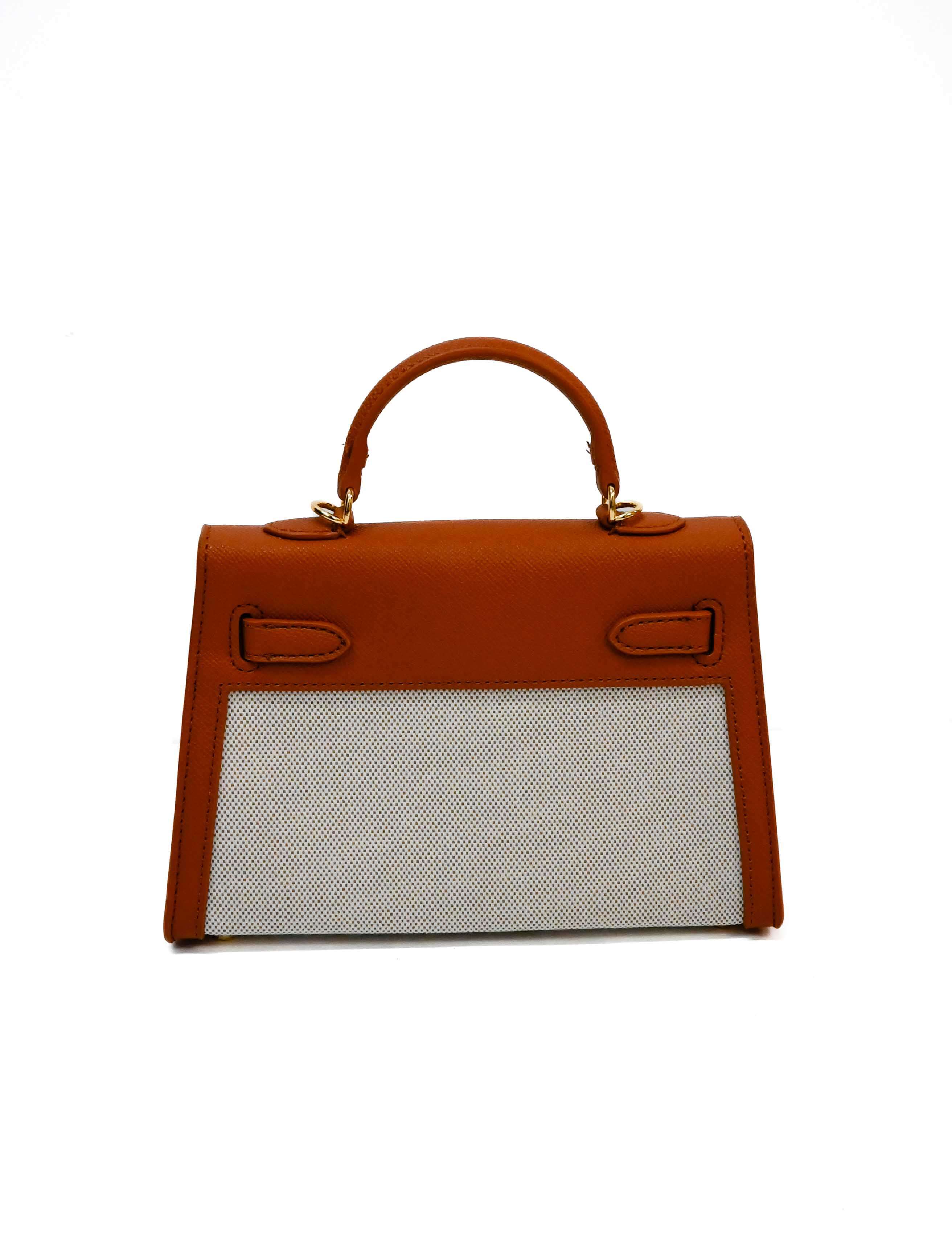 Tiny Woven and Faux Leather Top Handle Purse - Image 5