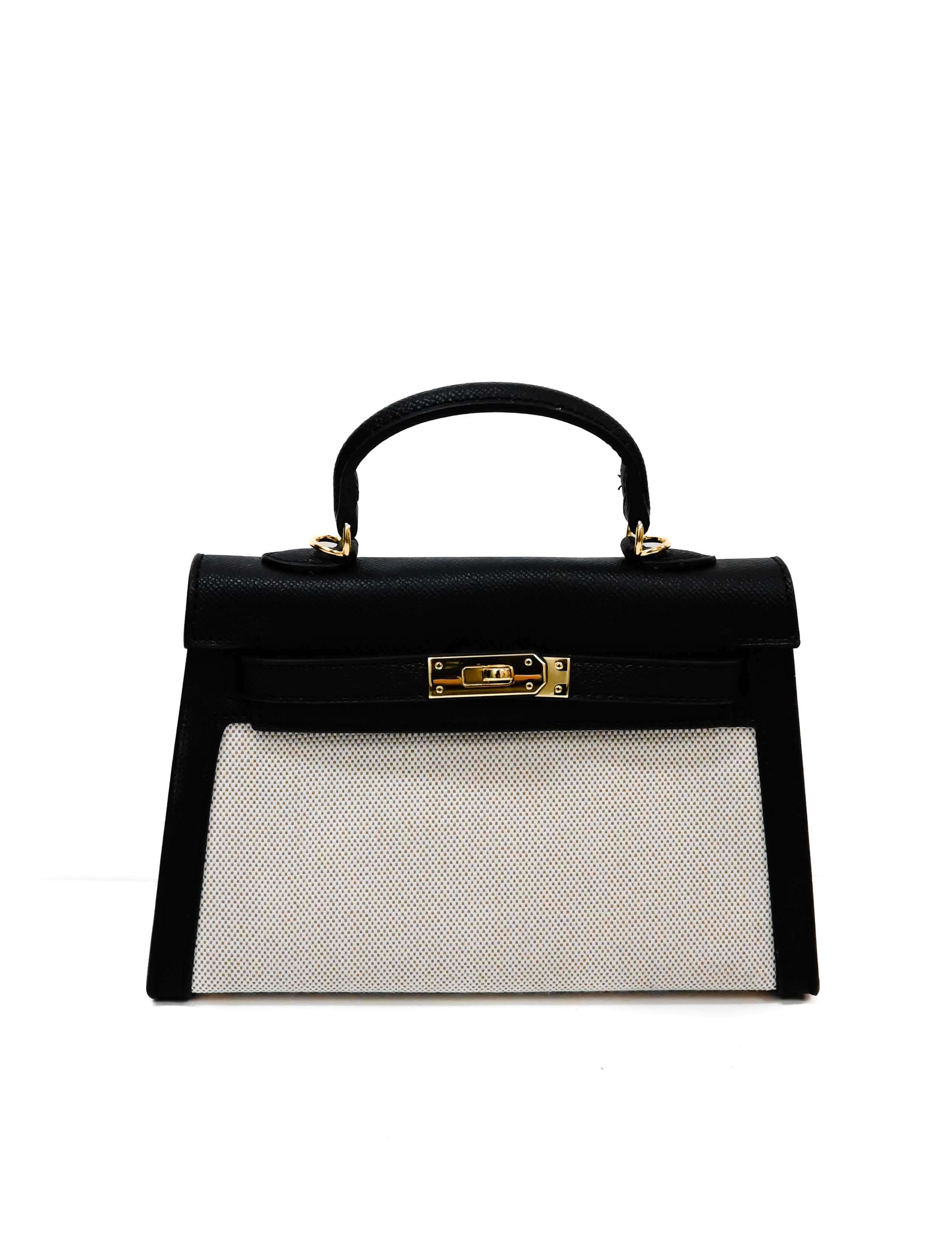 Tiny Woven and Faux Leather Top Handle Purse - Image 6