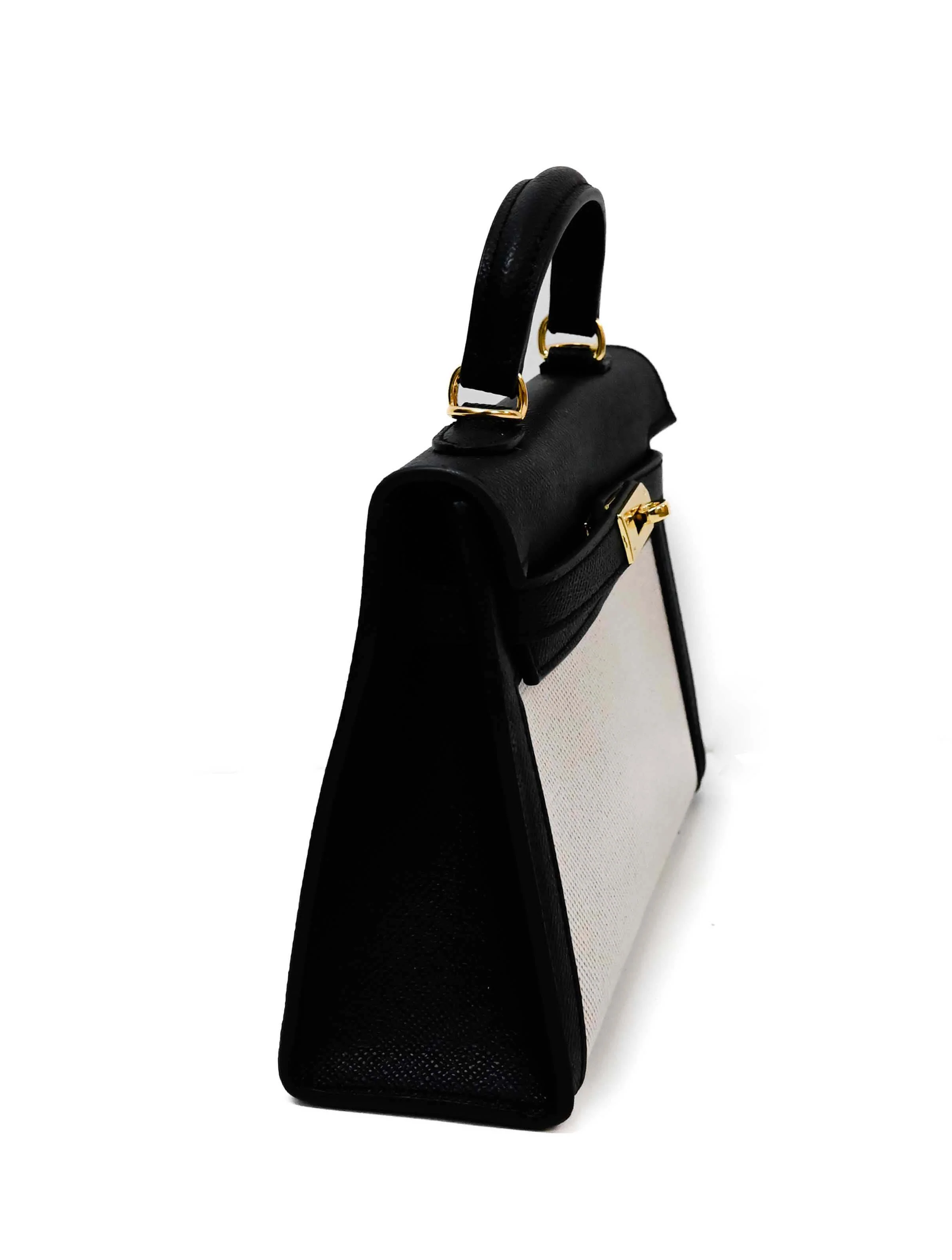 Tiny Woven and Faux Leather Top Handle Purse - Image 7