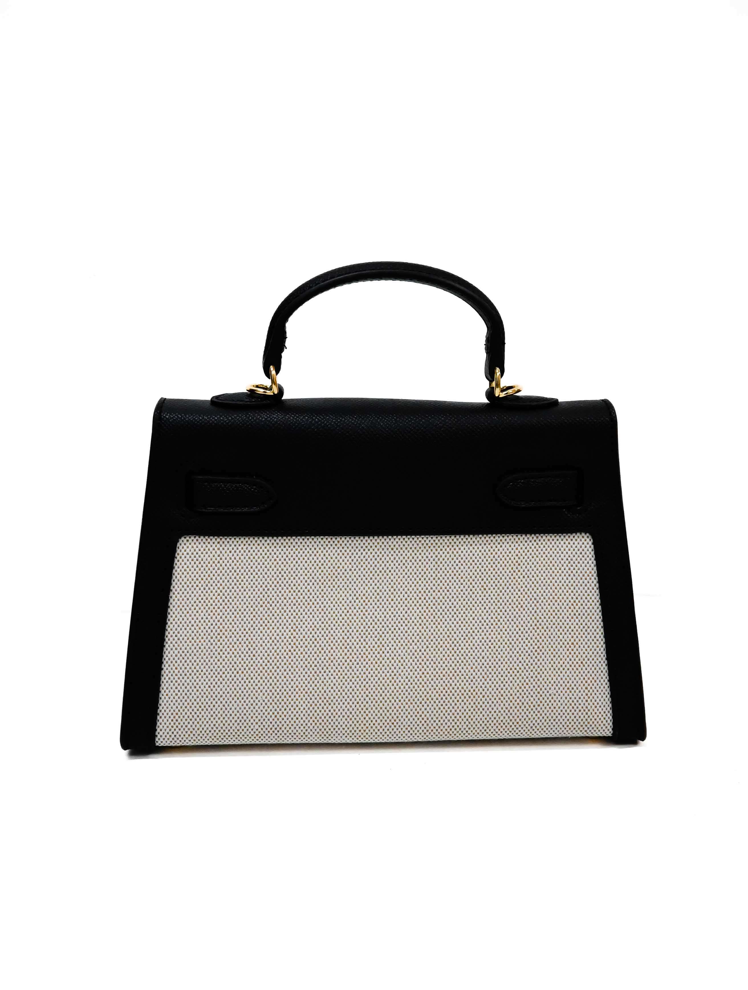 Tiny Woven and Faux Leather Top Handle Purse - Image 8
