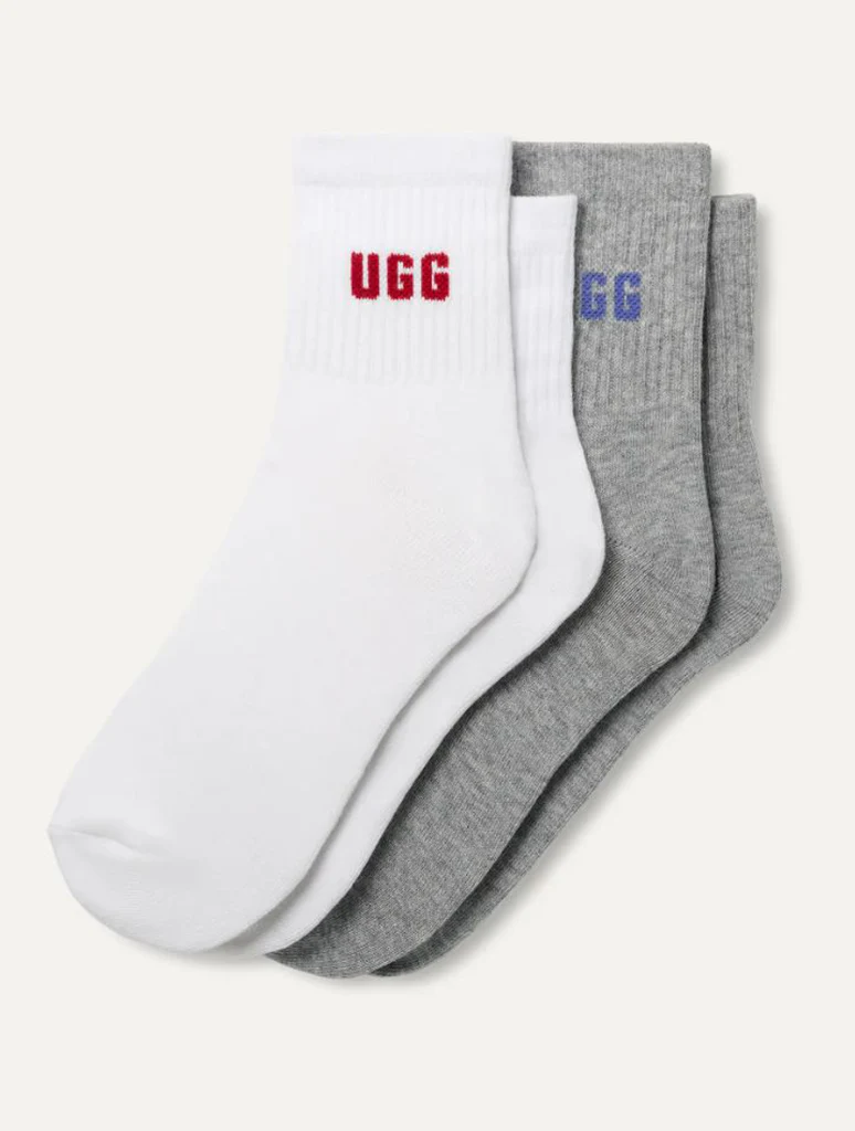 UGG Quinlin Logo Quarter Sock; 2 Pack