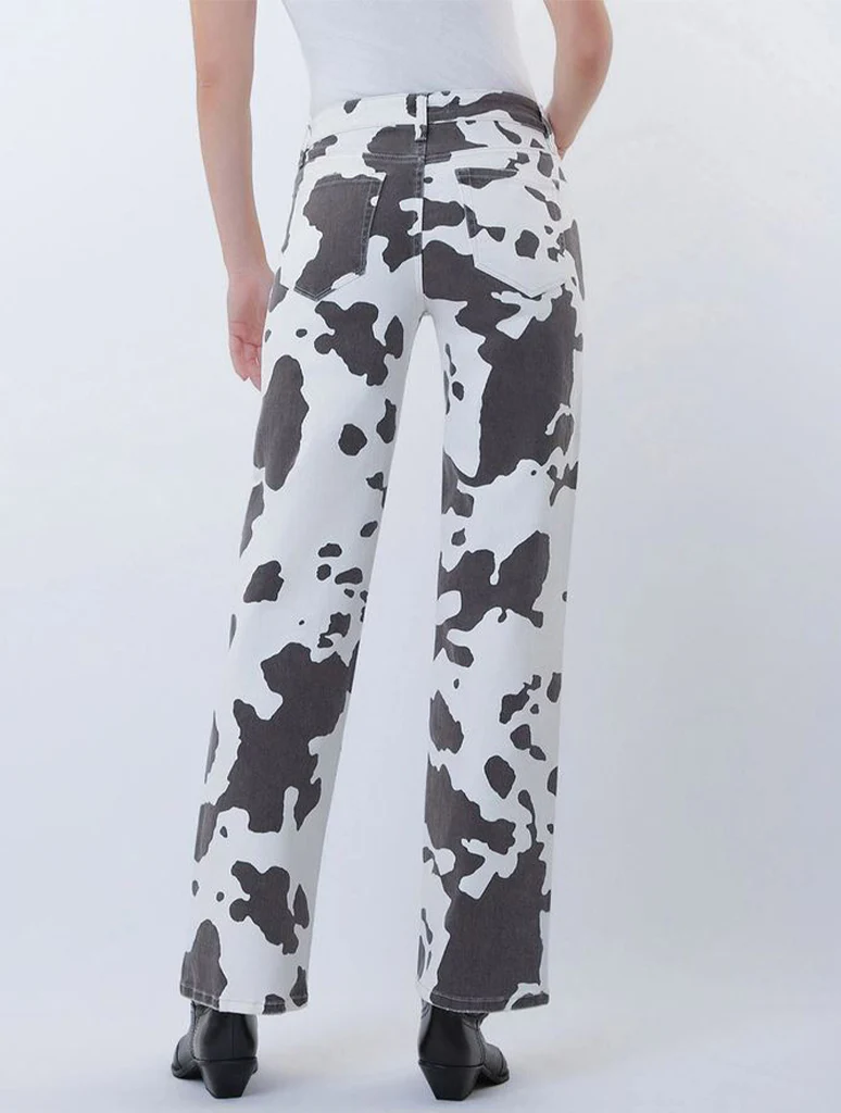 Vervet High Rise Full Length Animal Print Wide Leg Jeans - Image 2