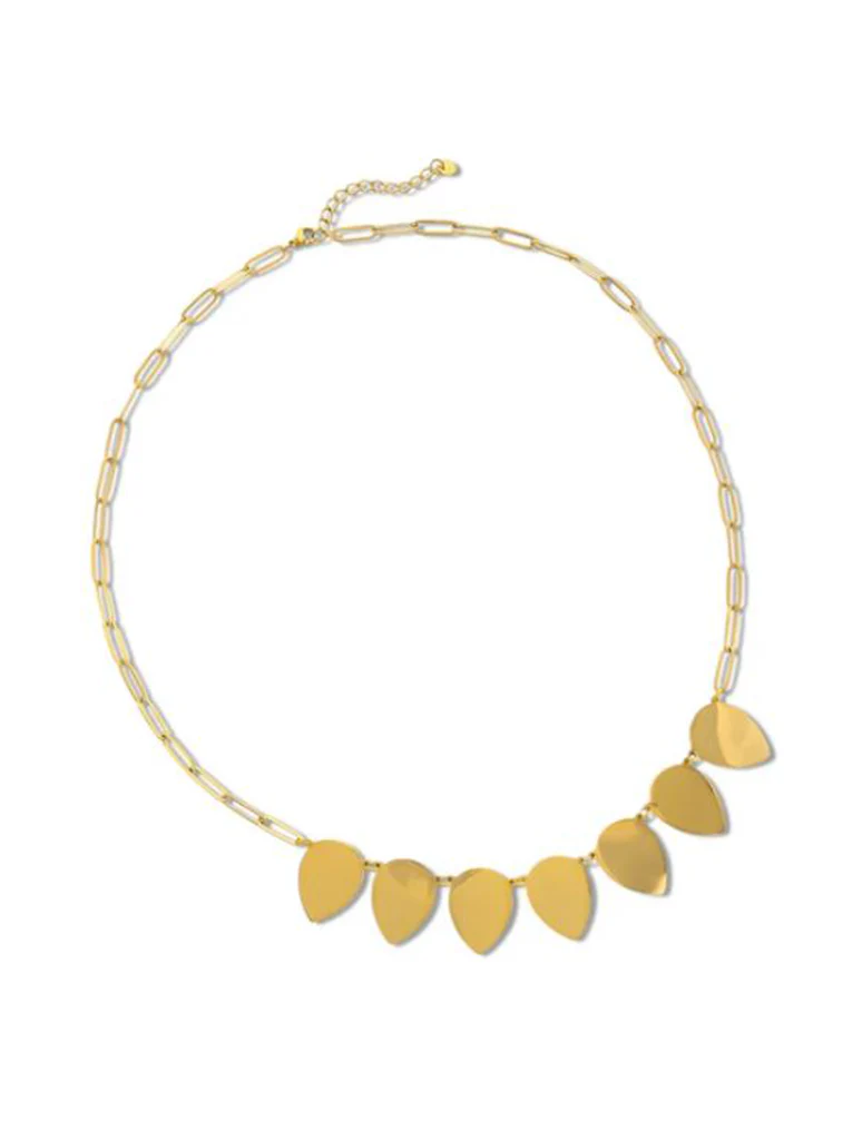 Water Resistant Necklace with Vertical Cascade of Polished Teardrops