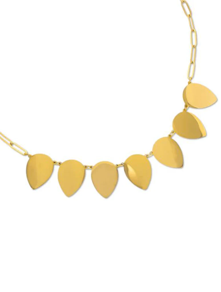 Water Resistant Necklace with Vertical Cascade of Polished Teardrops - Image 2