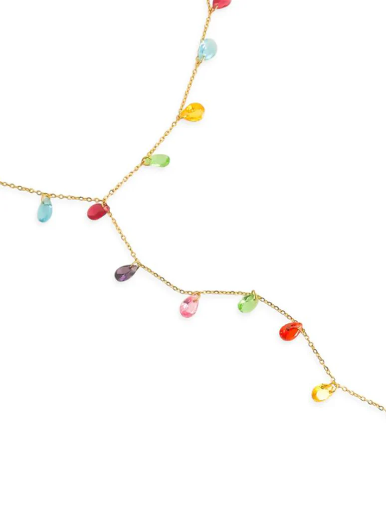 Water Resistant Rainbow Lariat Teardrop Necklace - Image 2